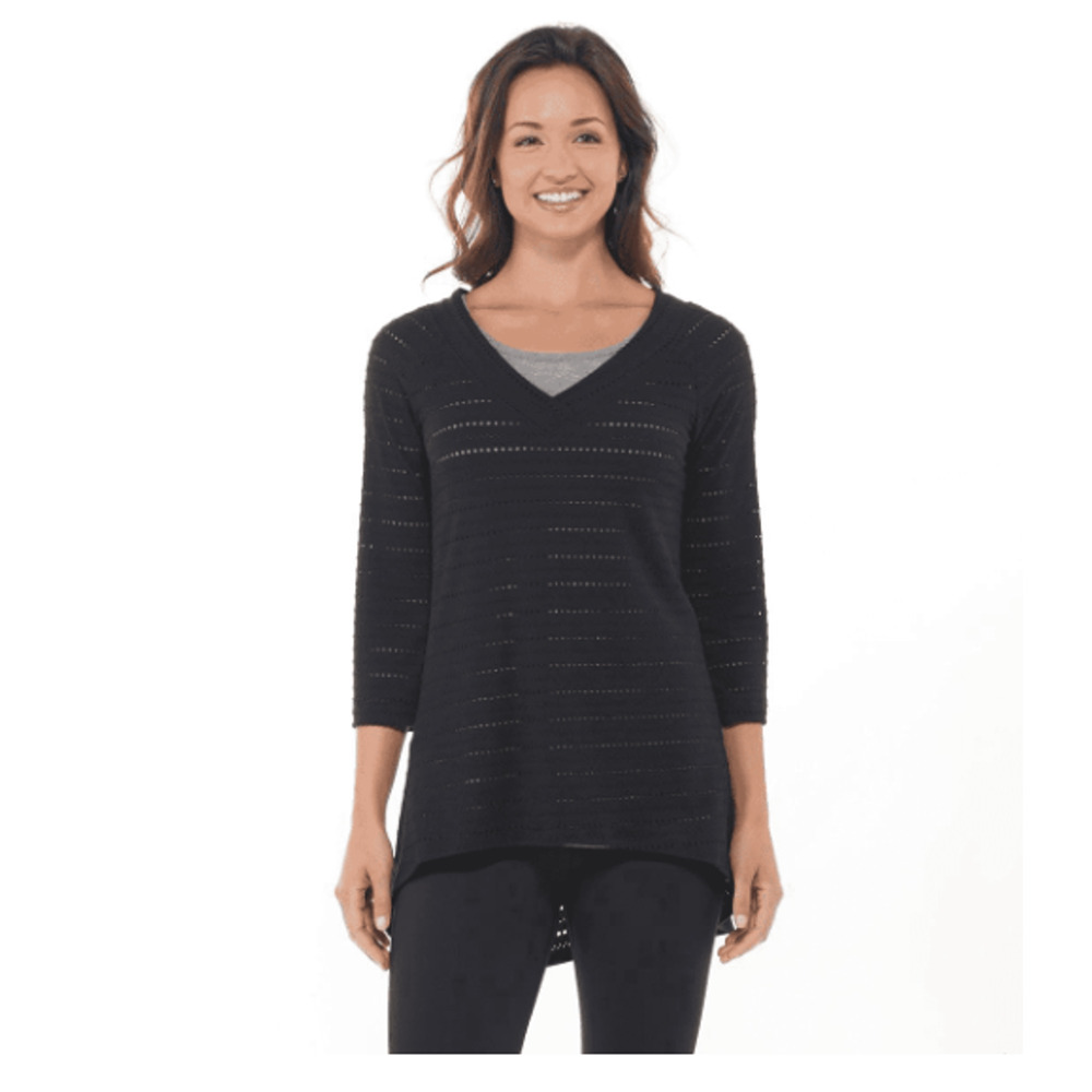 Stonewear Designs  Drishti Eyelet Pullover Top Black Size L
